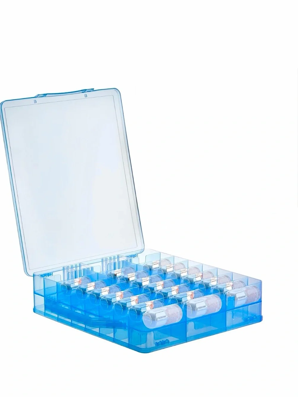 Blue Plastic Nail Polish Storage Box with Handle